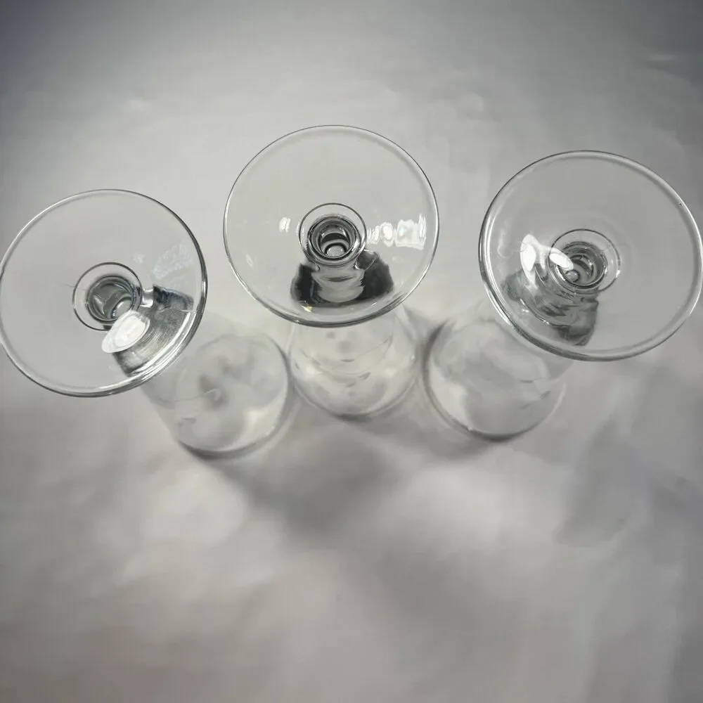 Set of 3 Etched Floral Footed Pilsner Glasses Clear Stemmed Barware